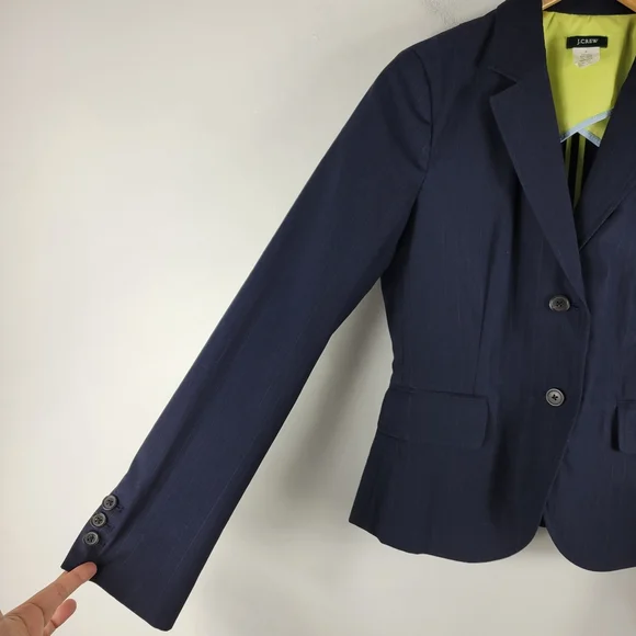 J.Crew Jacquard Pin Stripe Cotton Single Breasted Notch Lapel Blazer - Picture 2 of 8